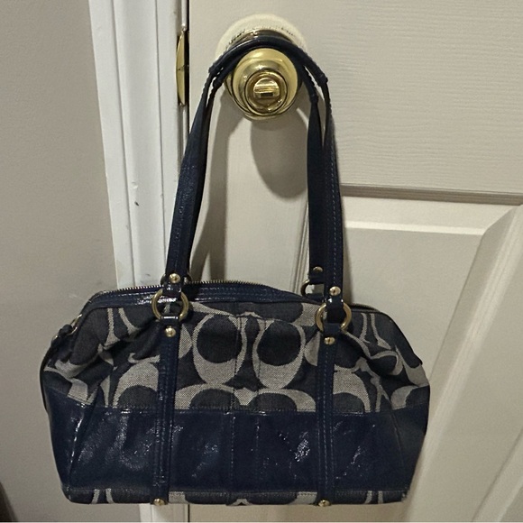 COACH Signature Denim Satchel Bag Purse Tote Handbag Blue DO826-12551 - Picture 1 of 6